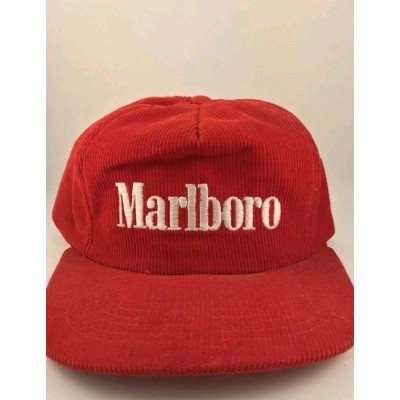 VTG Marlboro Corduroy Snapback Hat Red. Made 1990 brand new in the box  eb-64195122
